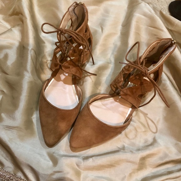 Jessica Simpson ankle tie flats in brown - Picture 3 of 5